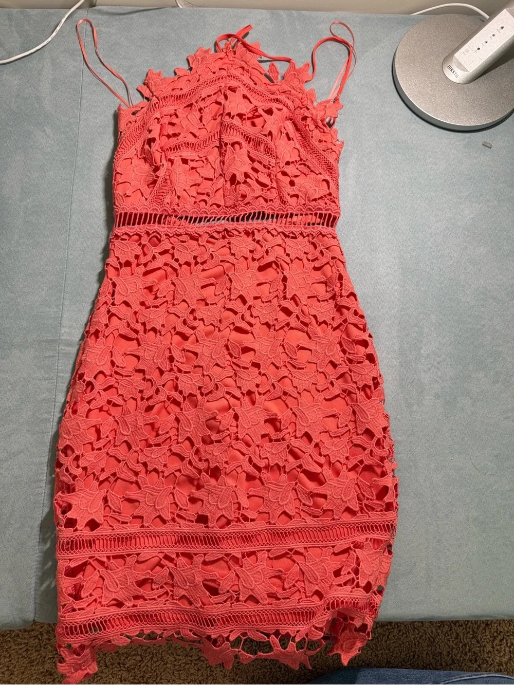 Astr Coral Lace Halter Mini Dress size xs - Picture 3 of 5